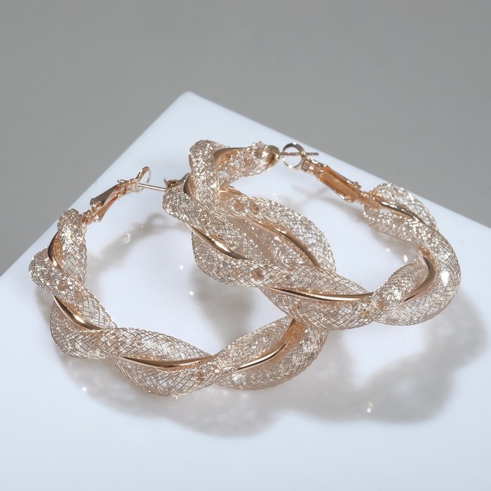 Серьги-кольца "Стардаст" кручёные, цвет розовое золото, d=5
Серьги-кольца "Стардаст" кручёные, цвет розовое золото, d=5