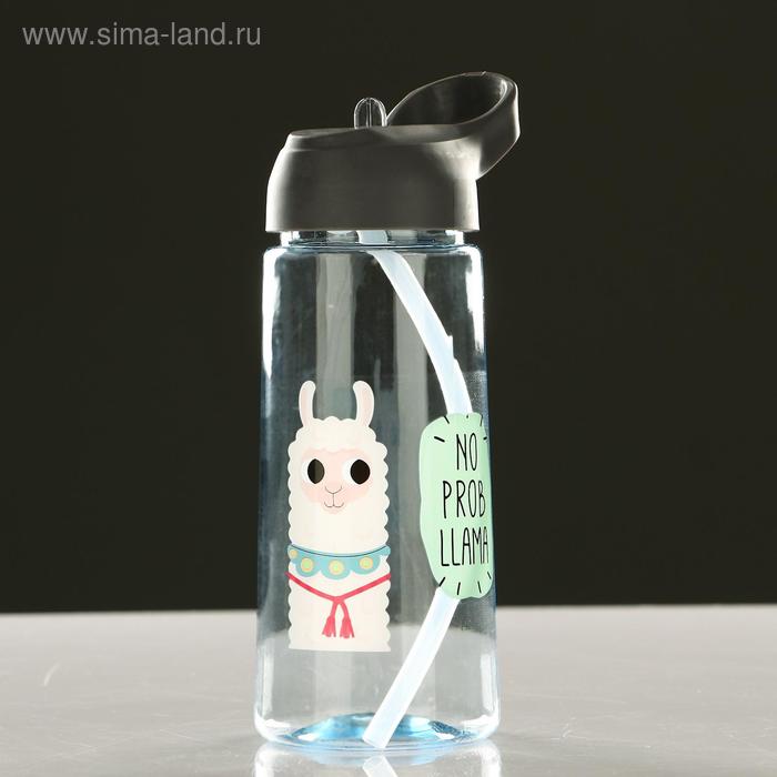 фото Бутылка для воды 550 мл "милые зверюшки" с поильником, микс, 8.5х20 см