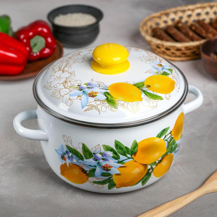 Кастрюля сферическая «Лимоны», 4 л, с ободком, эмалированная крышка, цвет белый
Кастрюля сферическая «Лимоны», 4 л, с ободком, эмалированная крышка, цвет белый