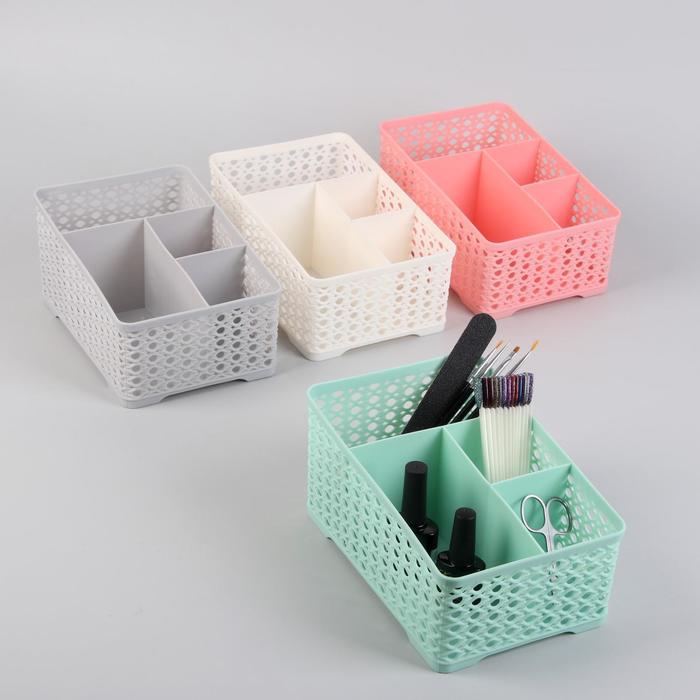 Подставка для маникюрных/косметических принадлежностей, 4 ячейки, 19,5 × 13,7 × 10 см, цвет МИКС
Подставка для маникюрных/косметических принадлежностей, 4 ячейки, 19,5 × 13,7 × 10 см, цвет МИКС