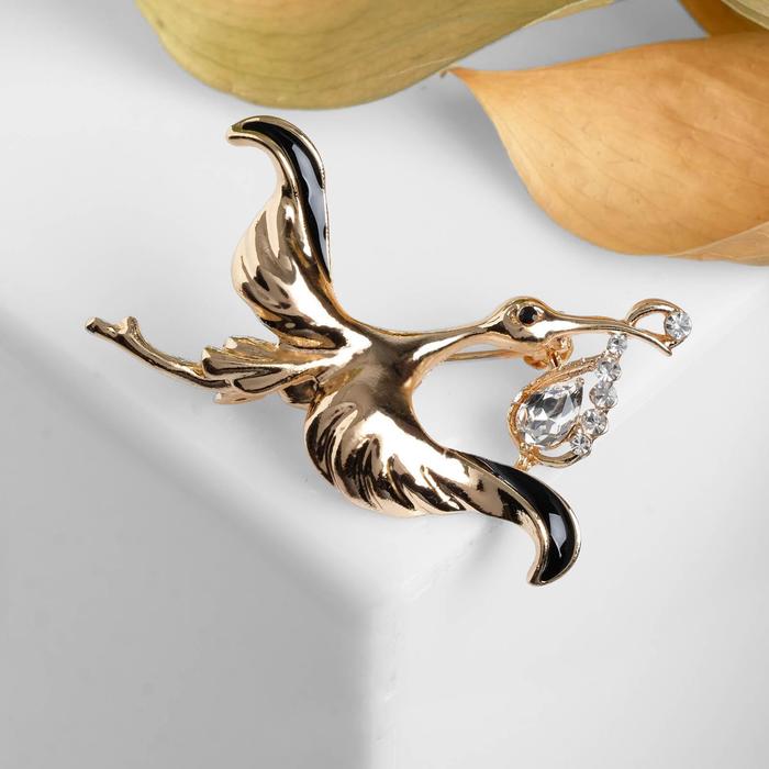Брошь "Аист", цвет чёрно-белый в золоте
Брошь "Аист", цвет чёрно-белый в золоте
