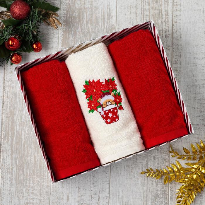 Набор полотенец «Новогодний мишка» 30х60 см- 3 шт 
Набор полотенец «Новогодний мишка» 30х60 см- 3 шт