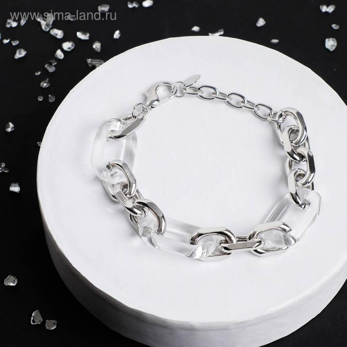 Браслет пластик "Цепь" полупрозрачные вставки, цвет серебро, L=20см
Браслет пластик "Цепь" полупрозрачные вставки, цвет серебро, L=20см