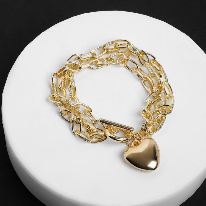 Браслет "Цепь" сердечко, 3 нити, цвет золото ,L=18см
Браслет "Цепь" сердечко, 3 нити, цвет золото ,L=18см