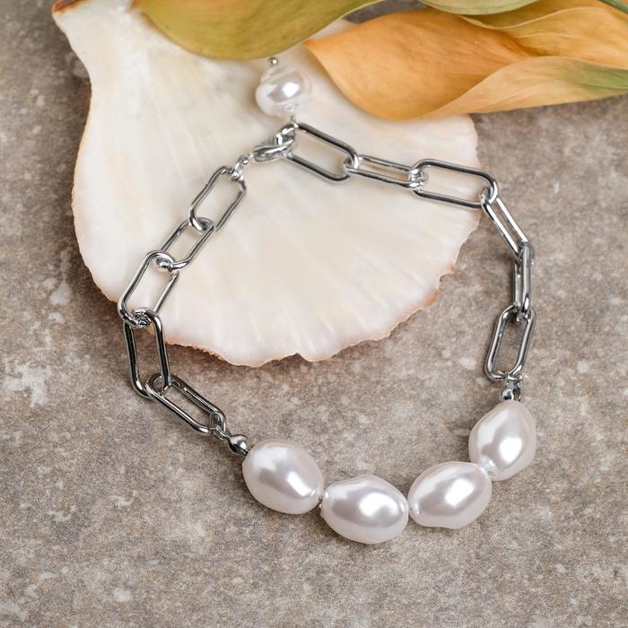 Браслет жемчуг "Барокко" цепь, цвет белый в серебре,L=18см
Браслет жемчуг "Барокко" цепь, цвет белый в серебре,L=18см