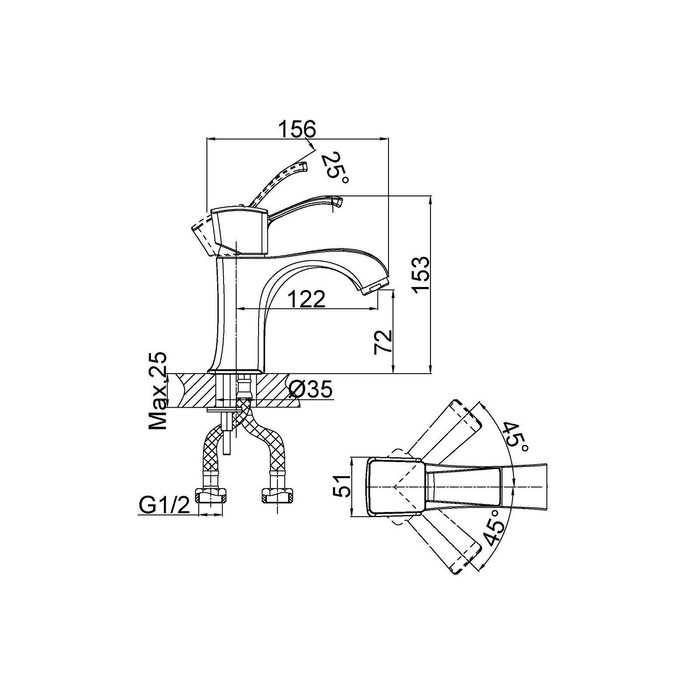 фото Смеситель для раковины d&k rhein bach da1472101, хром