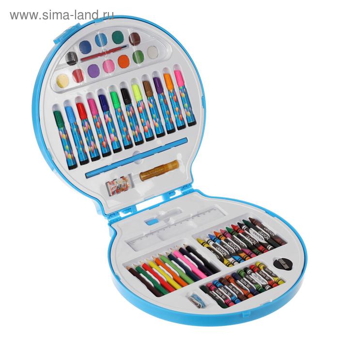 Набор для рисования, круглый чемоданчик, голубой 
Набор для рисования, круглый чемоданчик, голубой