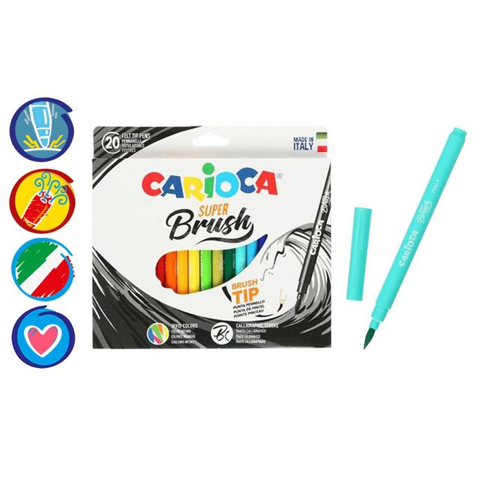 Фломастеры-кисть 20 цветов Carioca Super Brush, смываемые, картон, европодвес
Фломастеры-кисть 20 цветов Carioca Super Brush, смываемые, картон, европодвес