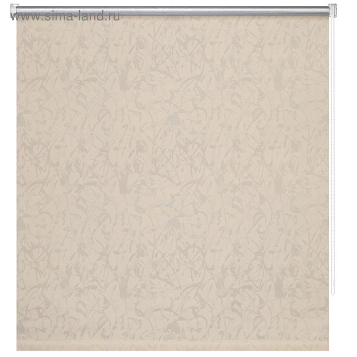 фото Рулонная штора блэкаут «муар бежевый», 120x175 см, цвет бежевый decofest