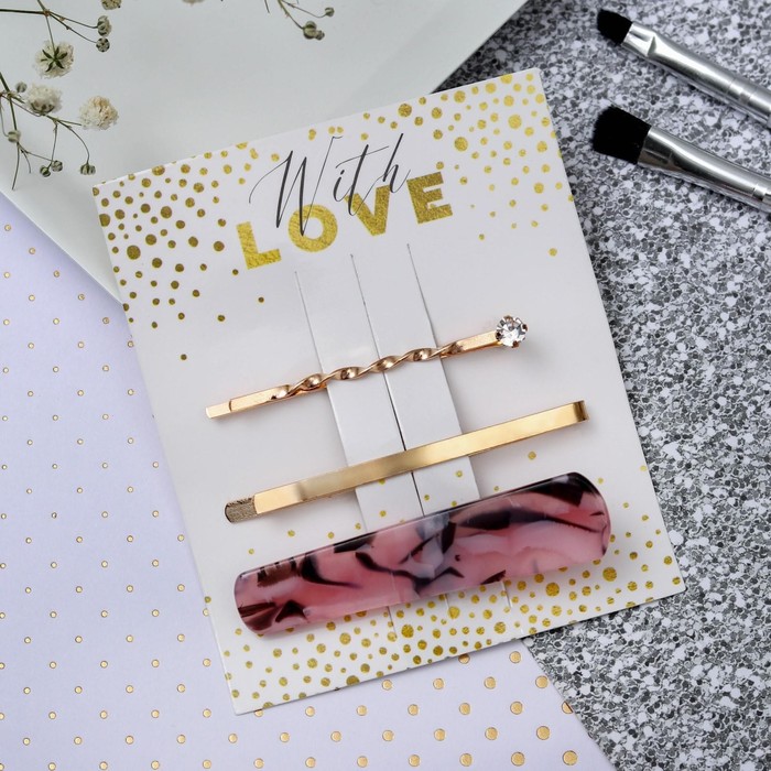 Заколка для волос с невидимками «With love», 3 шт. 
Заколка для волос с невидимками «With love», 3 шт.