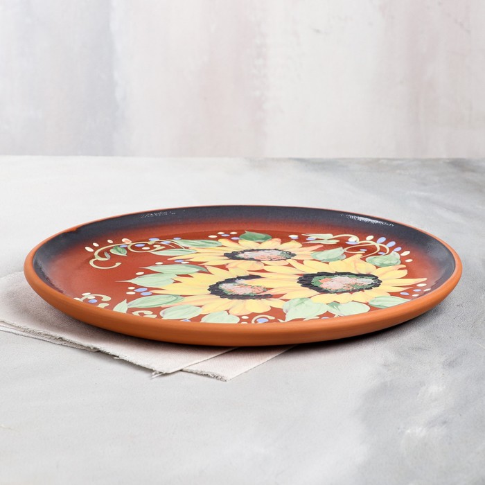 Тарелка "Подсолнух", плоская, глазурь, красная глина, 30 см, микс
Тарелка "Подсолнух", плоская, глазурь, красная глина, 30 см, микс