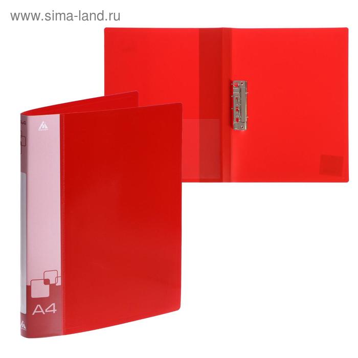 фото Папка с метал. зажим а4 0.7мм бюрократ -pz07cred внутренний и торцевой карман, красная