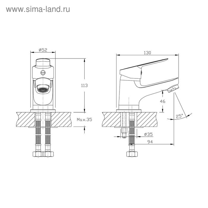 фото Смеситель для раковины rush crete cr3535-11, однорычажный, хром