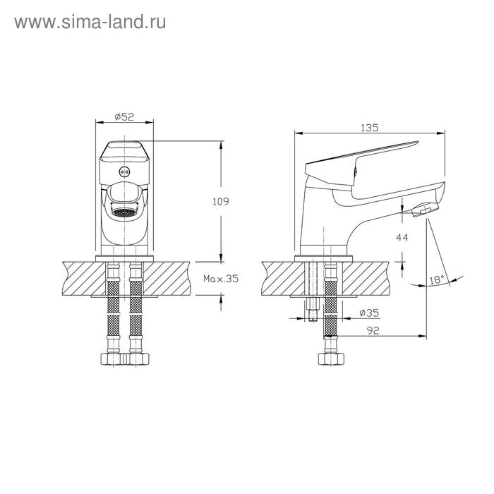фото Смеситель для раковины rush edge ed7735-11, однорычажный, хром