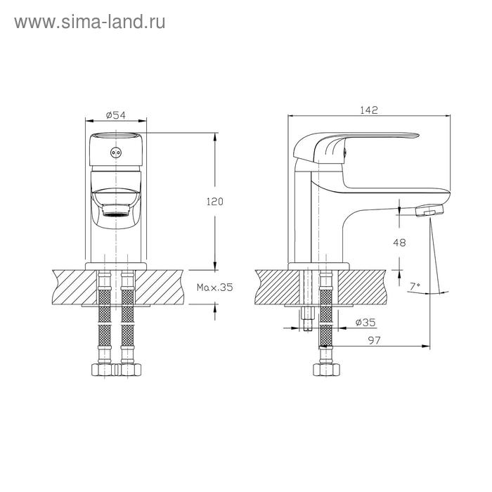 фото Смеситель для раковины rush fiji fi1835-11, однорычажный, хром