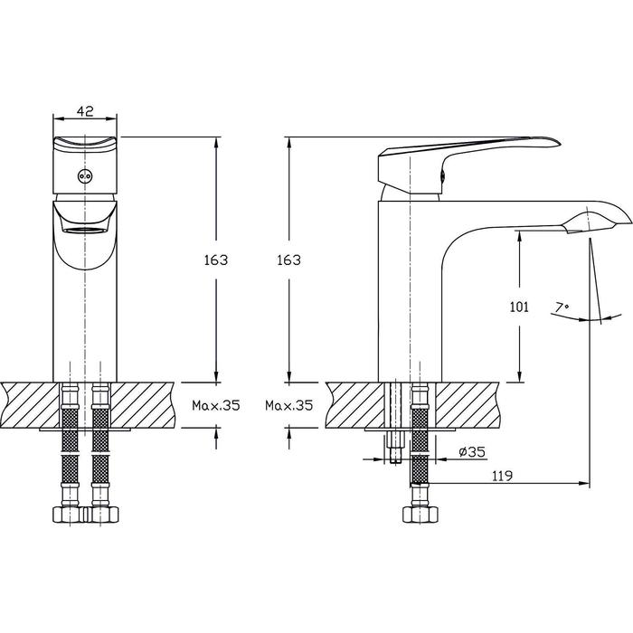 фото Смеситель для раковины rush gozo gz3735-11, однорычажный, хром
