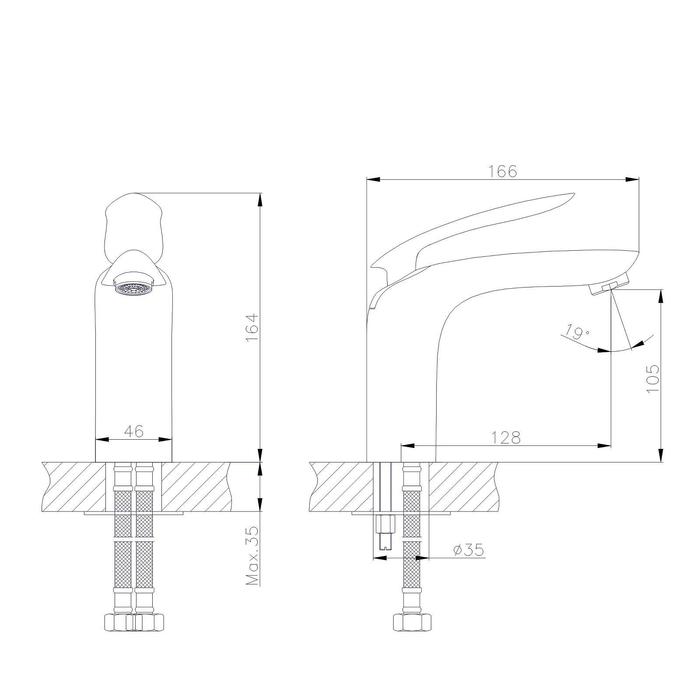 фото Смеситель для раковины rush island is6535-11, однорычажный, хром