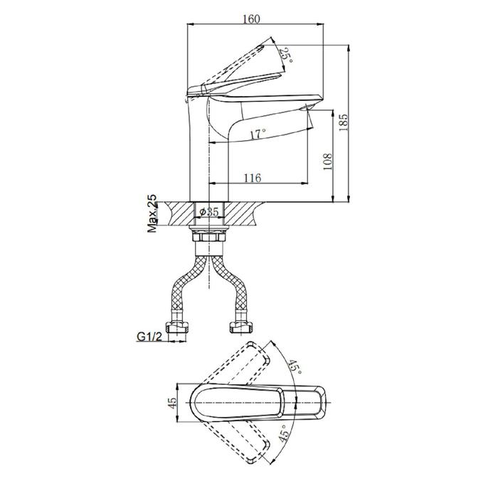 фото Смеситель для раковины rush nevis ne1735-12ch, однорычажный, хром
