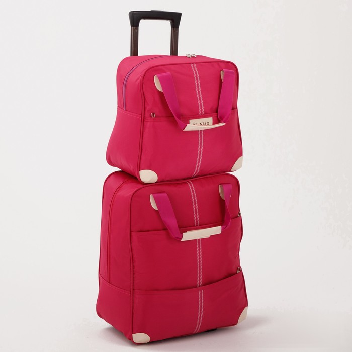 Сумка дорожная на колёсах, отдел на молнии, 2 наружных кармана, бьюти-сумка, цвет розовый
Сумка дорожная на колёсах, отдел на молнии, 2 наружных кармана, бьюти-сумка, цвет розовый