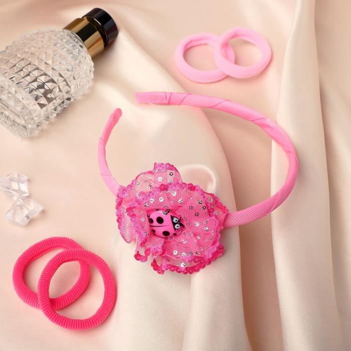 Набор для волос "Лада" (ободок, 4 резинки) божья коровка, розовый
Набор для волос "Лада" (ободок, 4 резинки) божья коровка, розовый
