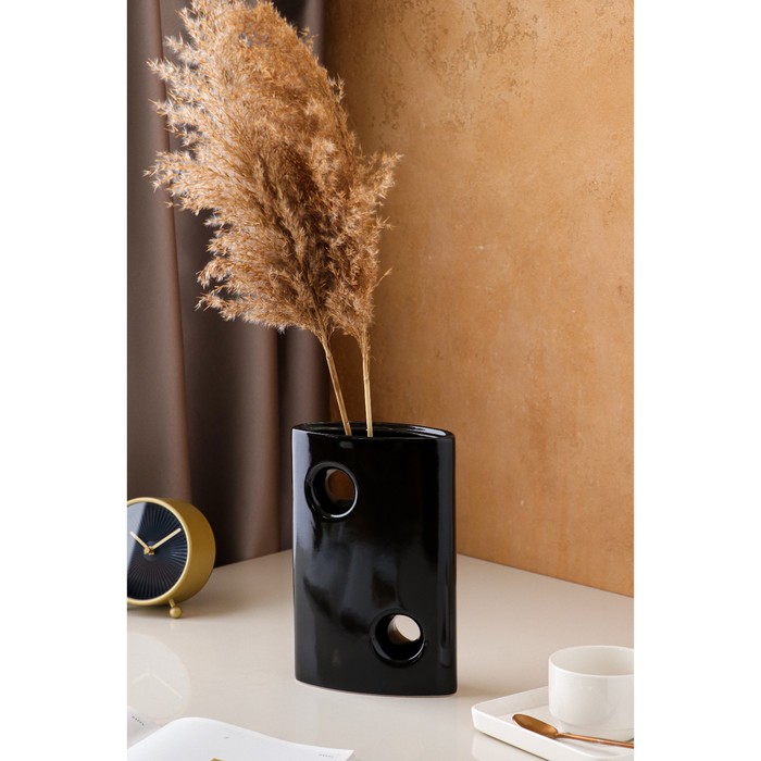 Ваза керамическая "Стиль", настольная, чёрная, 24 см 
Ваза керамическая "Стиль", настольная, чёрная, 24 см