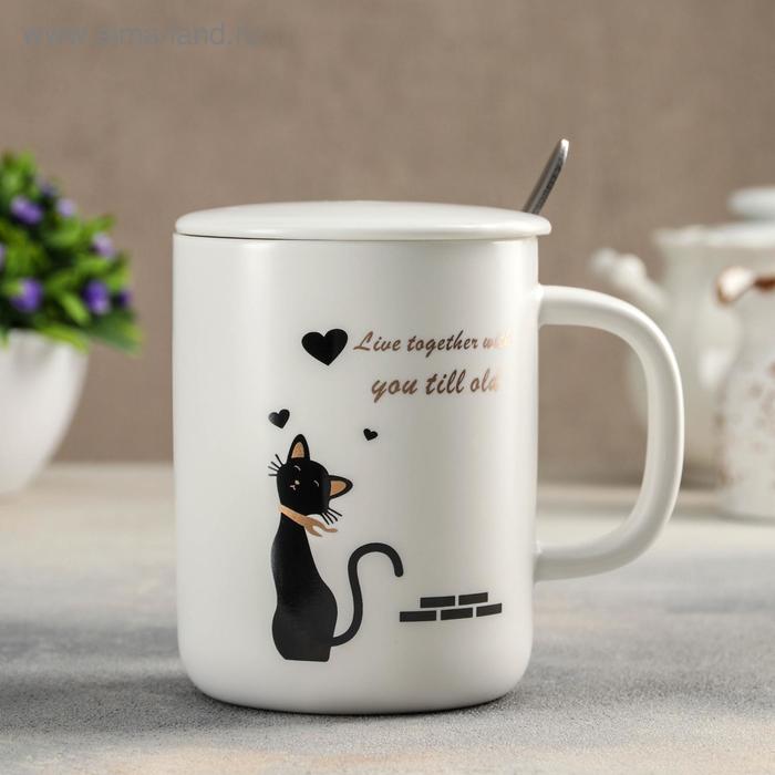 Кружка «Котики», 380 мл,с керамической крышкой и ложкой, цвет МИКС
Кружка «Котики», 380 мл,с керамической крышкой и ложкой, цвет МИКС