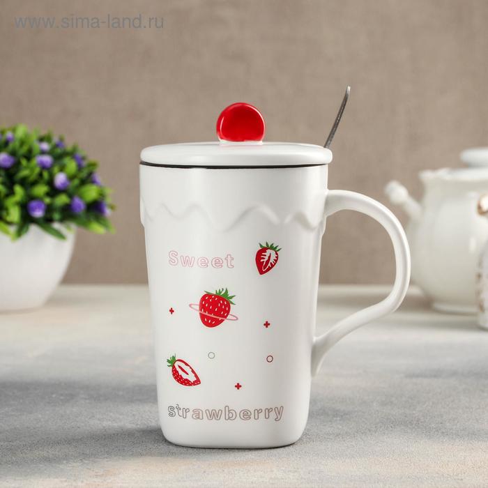 Кружка «Клубника», 420 мл, 12×8×14,5 см, с керамической крышкой и ложкой, рисунок МИКС 
Кружка «Клубника», 420 мл, 12×8×14,5 см, с керамической крышкой и ложкой, рисунок МИКС