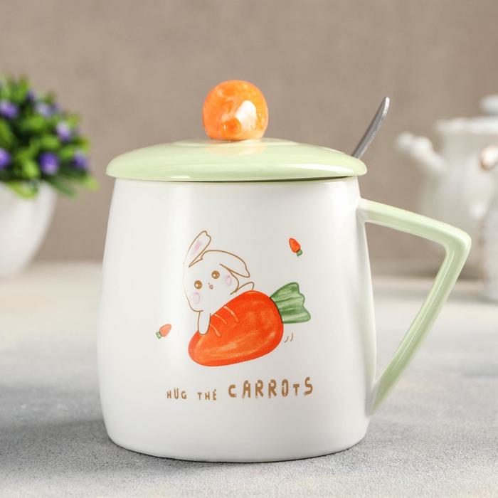 Кружка «Морковка», 450 мл, с керамической крышкой и ложкой, рисунок МИКС
Кружка «Морковка», 450 мл, с керамической крышкой и ложкой, рисунок МИКС