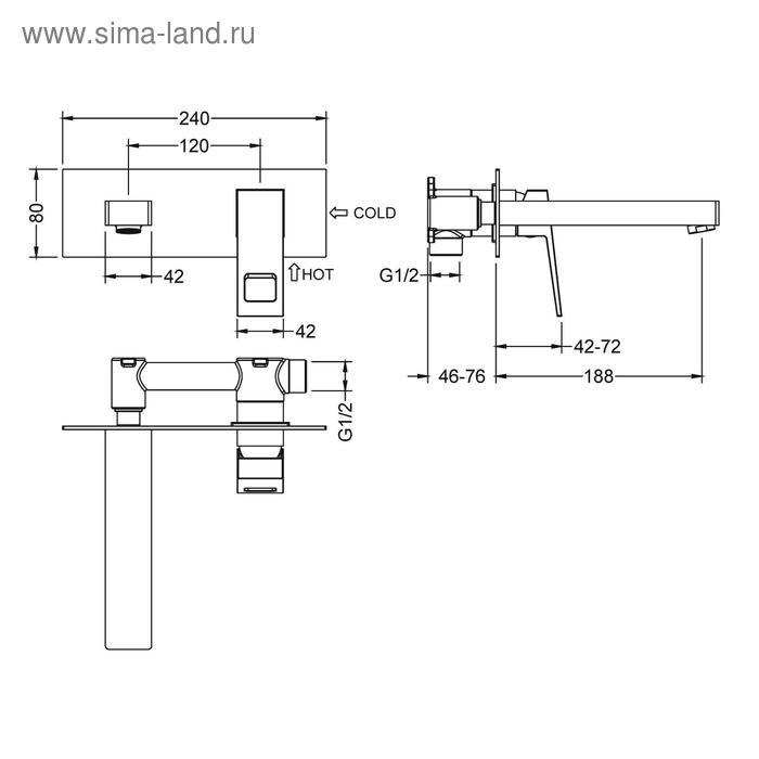 фото Смеситель для раковины timo briana 7171/03sm, однорычажный, встроенный, черный