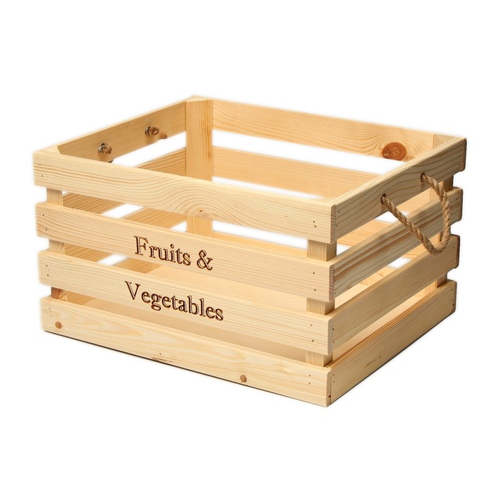 фото Ящик для овощей и фруктов, 40 × 30 × 20 см, деревянный greengo