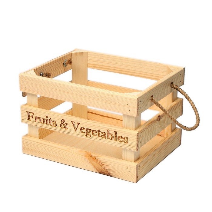 фото Ящик для овощей и фруктов, 40 × 30 × 25 см, деревянный greengo