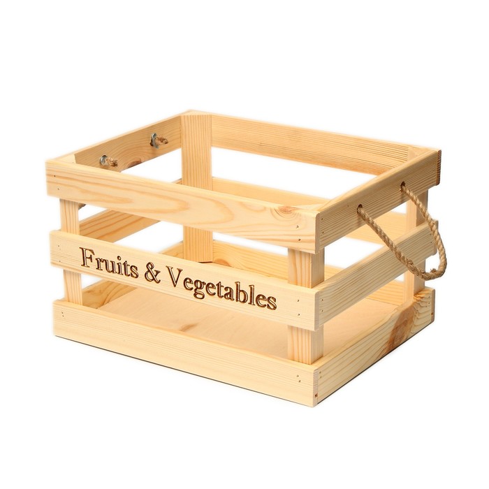 фото Ящик для овощей и фруктов, 40 × 30 × 30 см, деревянный greengo