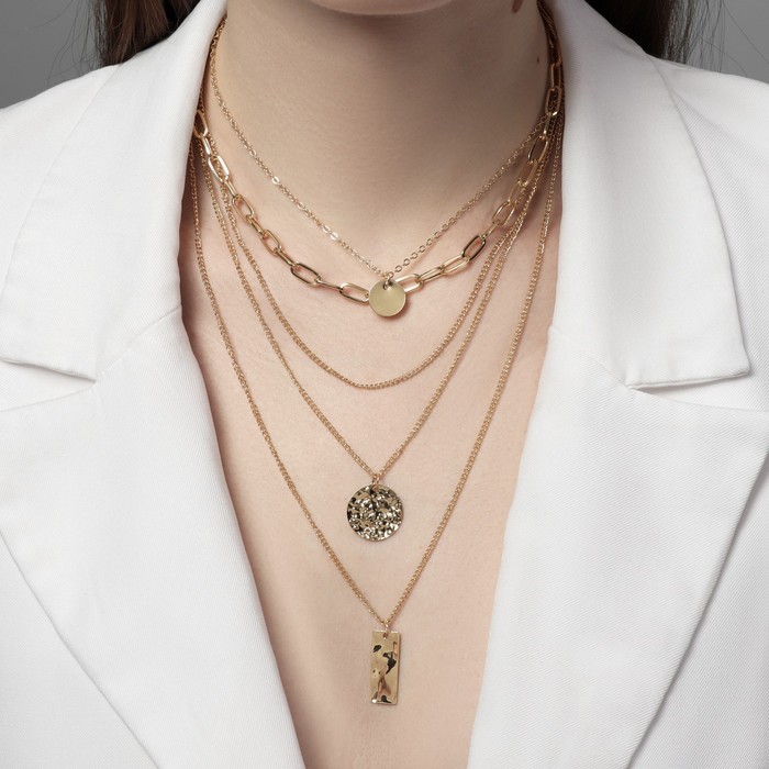 фото Кулон "цепь" три подвески, цвет золото , длина 70см queen fair