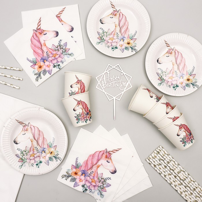 Набор посуды «С днём рождения», единорог
Набор посуды «С днём рождения», единорог