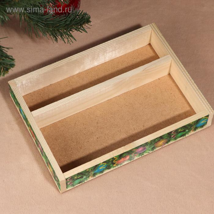 фото Ящик-кашпо подарочный "новогодние шары", 2 отдела, 25,5×20×5 см дарим красиво