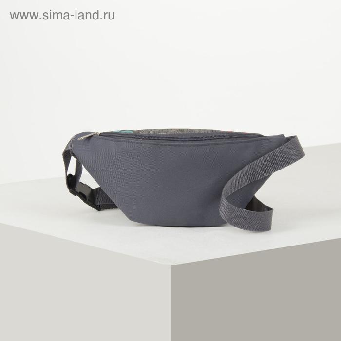 фото Сумка поясная, отдел на молнии, длинный ремень, цвет серый