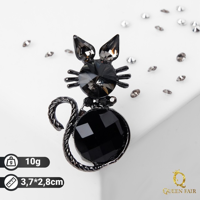 Брошь "Кошечка" острые ушки, цвет серый в сером металле 
Брошь "Кошечка" острые ушки, цвет серый в сером металле