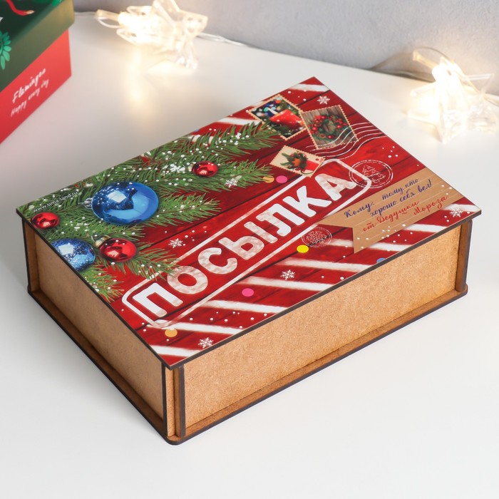 фото Шкатулка-посылка "ящик" 19х14см