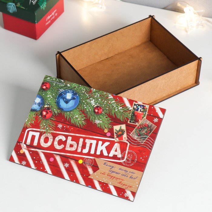 фото Шкатулка-посылка "ящик" 19х14см