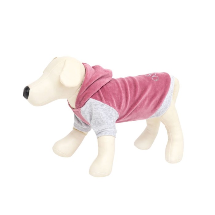 фото Толстовка с капюшоном osso для собак, велюр, размер 28 (дс 28, ог 36-38 см), розовая osso fashion