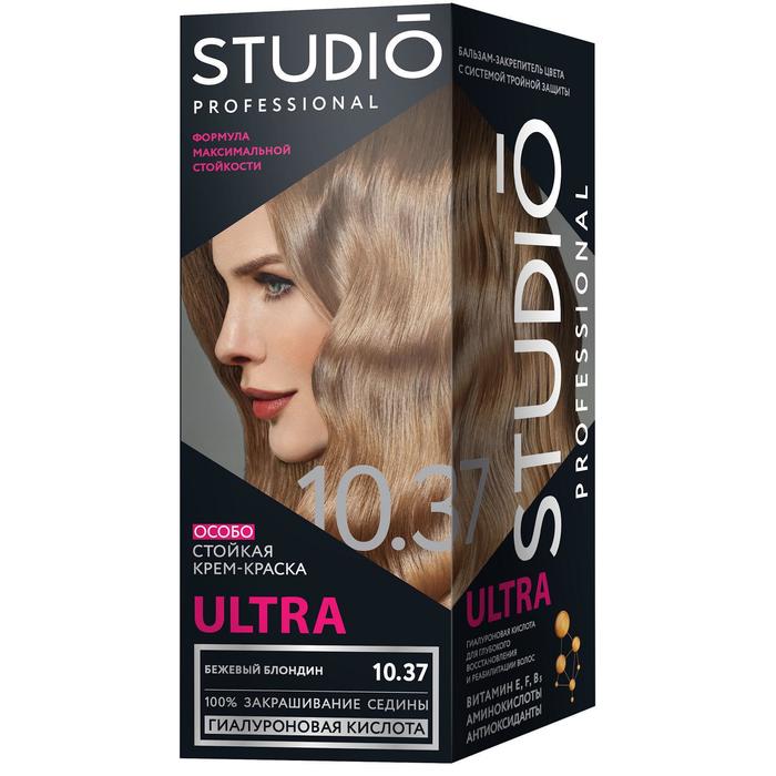 Комплект ULTRA для окрашивания волос Studio Professional Volume Up, тон 10.37 бежевый блондин
Комплект ULTRA для окрашивания волос Studio Professional Volume Up, тон 10.37 бежевый блондин