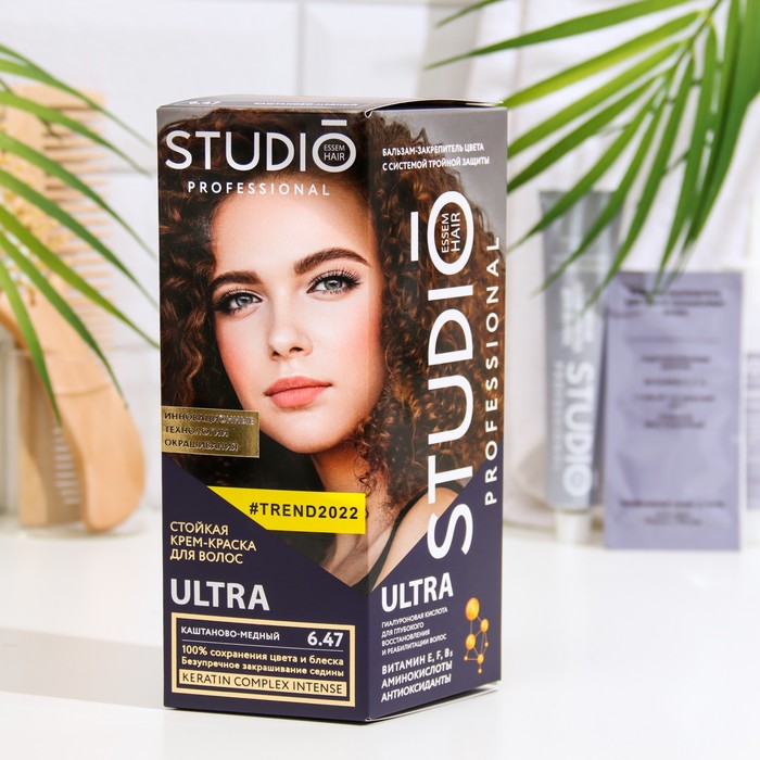 Комплект ULTRA для окрашивания волос Studio Professional Volume Up, тон 6.47 каштаново-медный
Комплект ULTRA для окрашивания волос Studio Professional Volume Up, тон 6.47 каштаново-медный