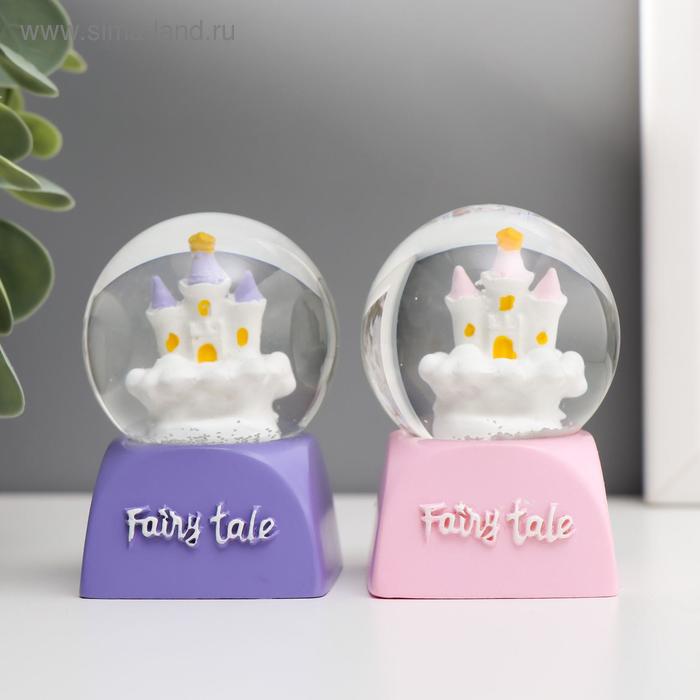 фото Сувенир полистоун водяной шар свет "замок принцессы" микс d=4,5 см