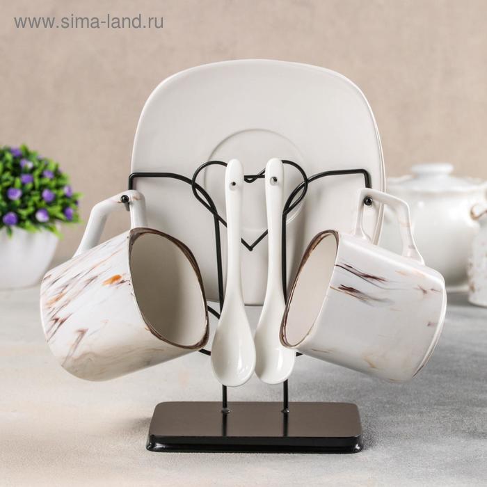 Набор чайный «Мрамор», 6 предметов: 2 чашки 200 мл, 2 блюдца d=14,7 см, 2 ложки, на металлической подставке
Набор чайный «Мрамор», 6 предметов: 2 чашки 200 мл, 2 блюдца d=14,7 см, 2 ложки, на металлической подставке