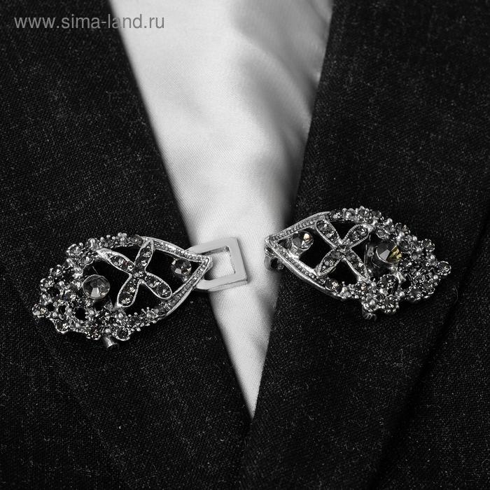 фото Зажим для кардигана "эклипс", цвет серый в чернёном серебре queen fair