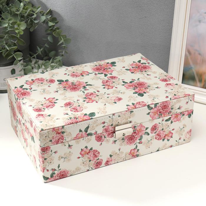 Шкатулка кожзам под часы 2 отделения и бижутерию "Чайные розы" 11х21х30 см 
Шкатулка кожзам под часы 2 отделения и бижутерию "Чайные розы" 11х21х30 см