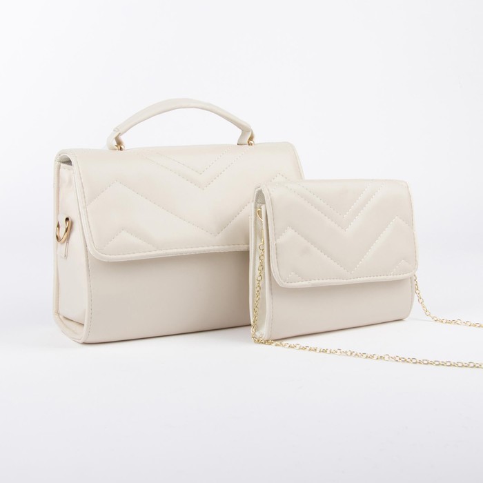 Набор сумок, отдел на клапане, длинный ремень, цепочка, цвет белый
Набор сумок, отдел на клапане, длинный ремень, цепочка, цвет белый