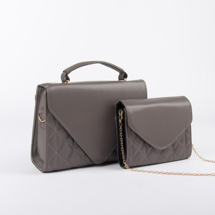 Набор сумок, отдел на клапане, длинный ремень, цепочка, цвет тёмно-серый
Набор сумок, отдел на клапане, длинный ремень, цепочка, цвет тёмно-серый