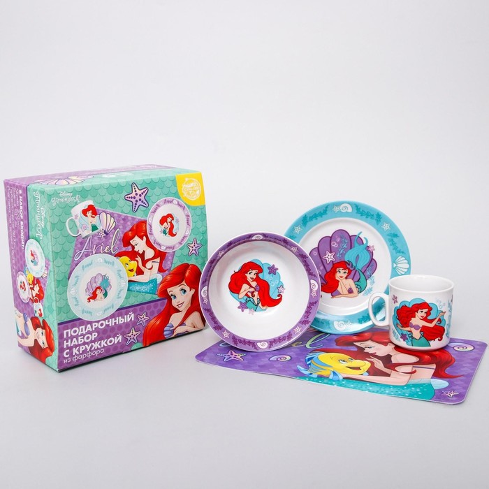 Набор посуды «Ариэль», 4 предмета: тарелка Ø 16,5 см, миска Ø 14 см, кружка 200 мл, коврик в подарочной упаковке, Принцессы Дисней
Набор посуды «Ариэль», 4 предмета: тарелка Ø 16,5 см, миска Ø 14 см, кружка 200 мл, коврик в подарочной упаковке, Принцессы Дисней