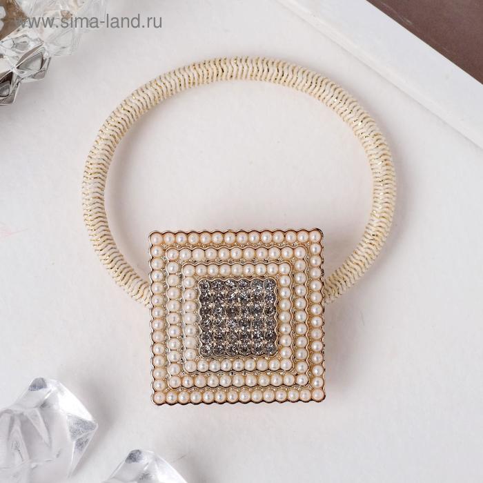 фото Резинка для волос "аделина" стразы в квадрате, 4 см, белый queen fair